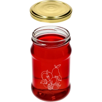 Słoik TO 300 ml z nadrukiem - mix owoców i zakrętką fi66/4 - 3 szt.