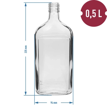 Butelka Piersiówka 500 ml z zakrętką, 6 szt.