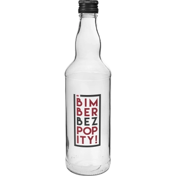 Butelka 0,5 L z zakrętką i nadrukiem 2-kolorowym Bimber Bez Popity - 4 szt.