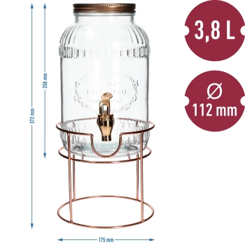 Słoik z kranikiem 3,8 L na stojaku