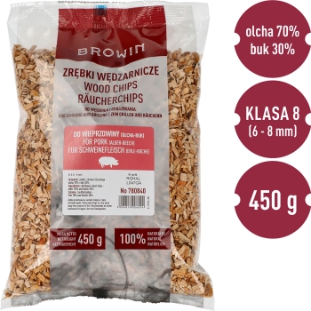 Zrębki do wędzenia/grillowania 70% olcha + 30% buk, 450 g, kl. 8