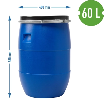 Beczka na kapustę 60 L, z obręczą dociskową, niebieska, Sterk