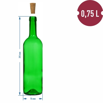 Butelka na wino 0,75 L zielona - zgrzewka 8 szt.