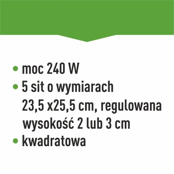 Suszarka do grzybów, owoców, warzyw i ziół z regulacją temp, 240W, biała