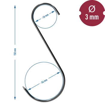 Haki do wędzenia S - 150 mm, fi 3 mm, 5 szt.