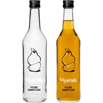 Butelka 0,5 L z zakrętką i nadrukiem Pigwówka - 4 szt.