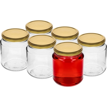 Słoik twist-off, grubasek 580 ml ze złotą zakrętką fi82/6, 6 szt.