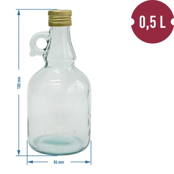 Butelka Gallone bez oplotu, z zakrętką 0,5 L
