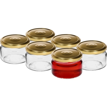 Słoik niski 200 ml - z złotą zakrętką fi 82/6, 6szt.