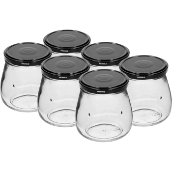 Słoik twist-off 500 ml "Odwrócona Amfora" z czarną zakrętką fi 82/6, 6 szt.