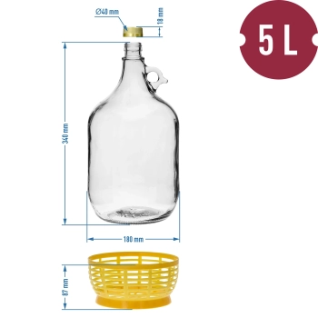 4 x Dama 5L z kork., rurką ferm., zak. i kosz.