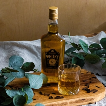 Butelka 0,5 L z zakrętką i nadrukiem 2- kolorowym Whisky - 4 szt.