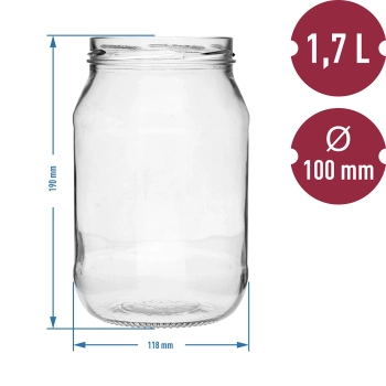 Słoik TO 1,7 L fi 100 - 6 szt.