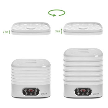 Suszarka do grzybów, owoców, warzyw i ziół z regulacją temp, 240W, biała