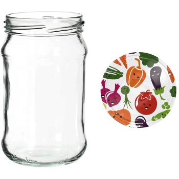 Słoiki 300 ml z kolorową zakrętką fi 66 - 6 szt.