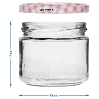 Słoik niski 330 ml - z zakrętką kolorową fi 82/6, 6szt.