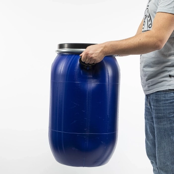 Beczka na kapustę, ogórki 80 L, niebieska z obręczą