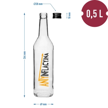 Butelka 0,5 L z zakrętką i nadrukiem Antyinflacyjna - 4 szt.