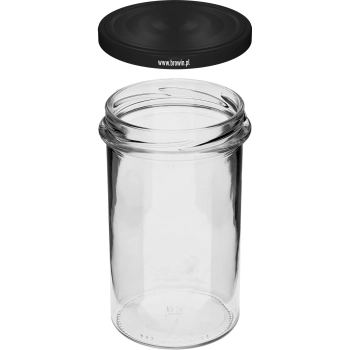 Słoik prosty 545 ml (fi 82) - z czarną zakrętką, 6 szt.