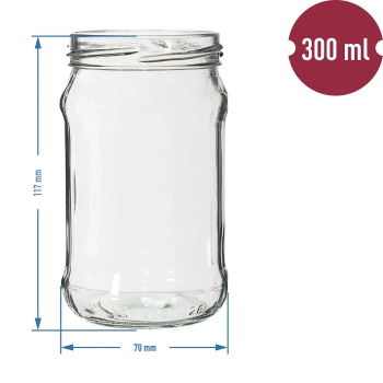 Słoiki 300 ml z kolorową zakrętką fi 66 - 6 szt.