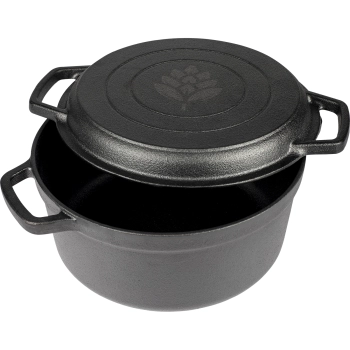 Żeliwny garnek z patelnią, 5 L + 1 L