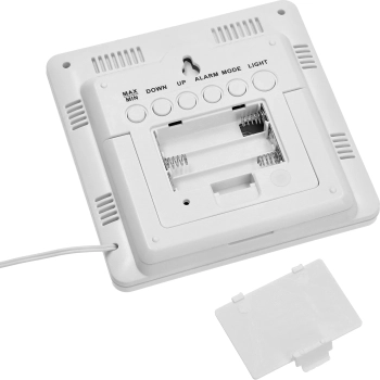 Stacja pogodowa – elektroniczna, podświetlana, sonda, biała