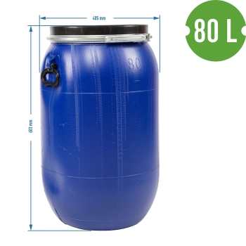Beczka na kapustę, ogórki 80 L, niebieska z obręczą