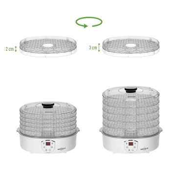 Suszarka do grzybów, owoców, warzyw i ziół z regulacją temp, 240W, transparentna