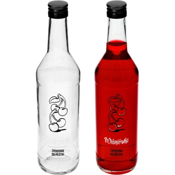 Butelka 0,5 L z zakrętką i nadrukiem Wiśniówka - 4 szt.