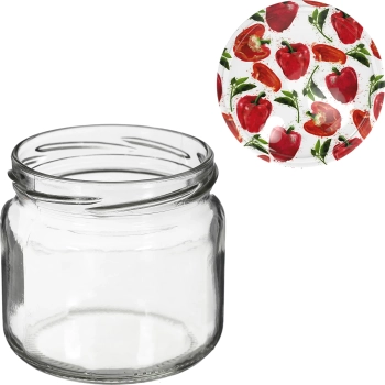 Słoik TO 370 ml z zakrętką kolorową fi82/6- 6 szt.