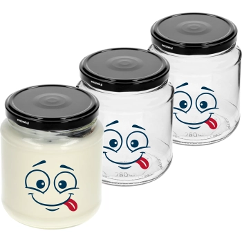 Słoik twist-off 580 ml z nadrukiem Buźka i zakrętką fi 82/6 - 3 szt.