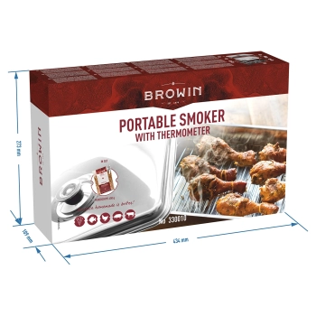 Portable smoker with thermometer & fruit woodchips