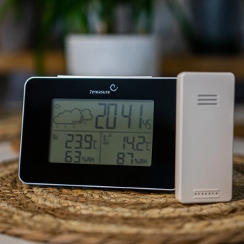 Stacja pogodowa RCC – elektroniczna, bezprzewodowa, podświetlana czujnik, czarna
