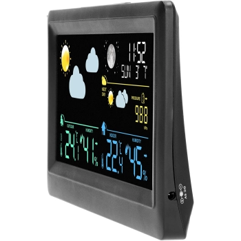 Elektroniczna stacja pogody – bezprzewodowa, z czujnikiem, czarna