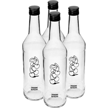 Butelka 0,5 L z zakrętką i nadrukiem Wiśniówka - 4 szt.