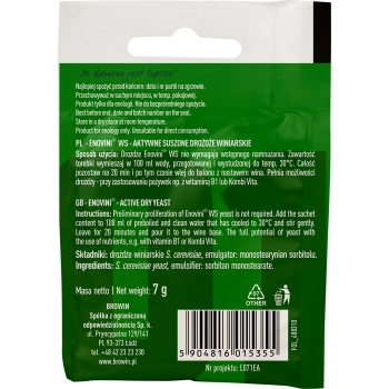 Drożdże winiarskie Enovini® WS, 7 g