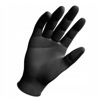 nitrylowe rękawice Jednorazowe GRIP Diamond czarne bezpudrowe XXL MOCNE 50