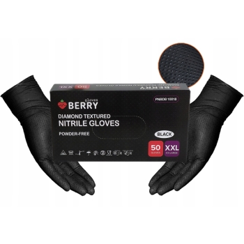 nitrylowe rękawice Jednorazowe GRIP Diamond czarne bezpudrowe XXL MOCNE 50
