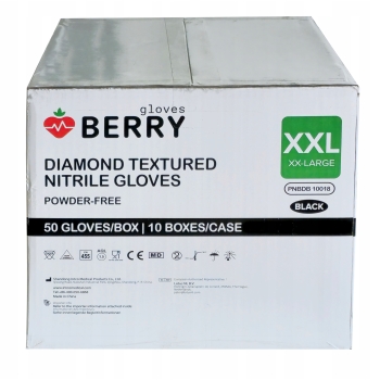 nitrylowe rękawice Jednorazowe GRIP Diamond czarne bezpudrowe XXL MOCNE 50